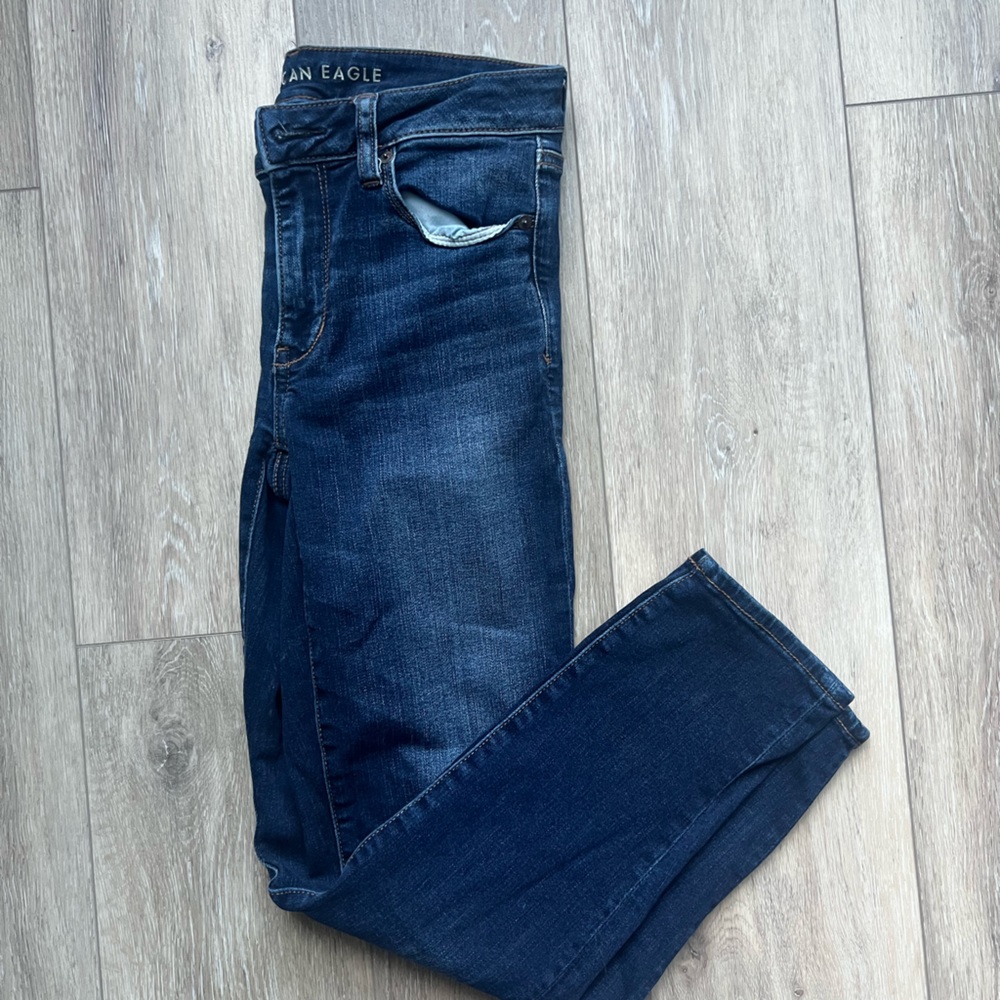 American Eagle Outfitters Women's Dark Blue Straight Jeans